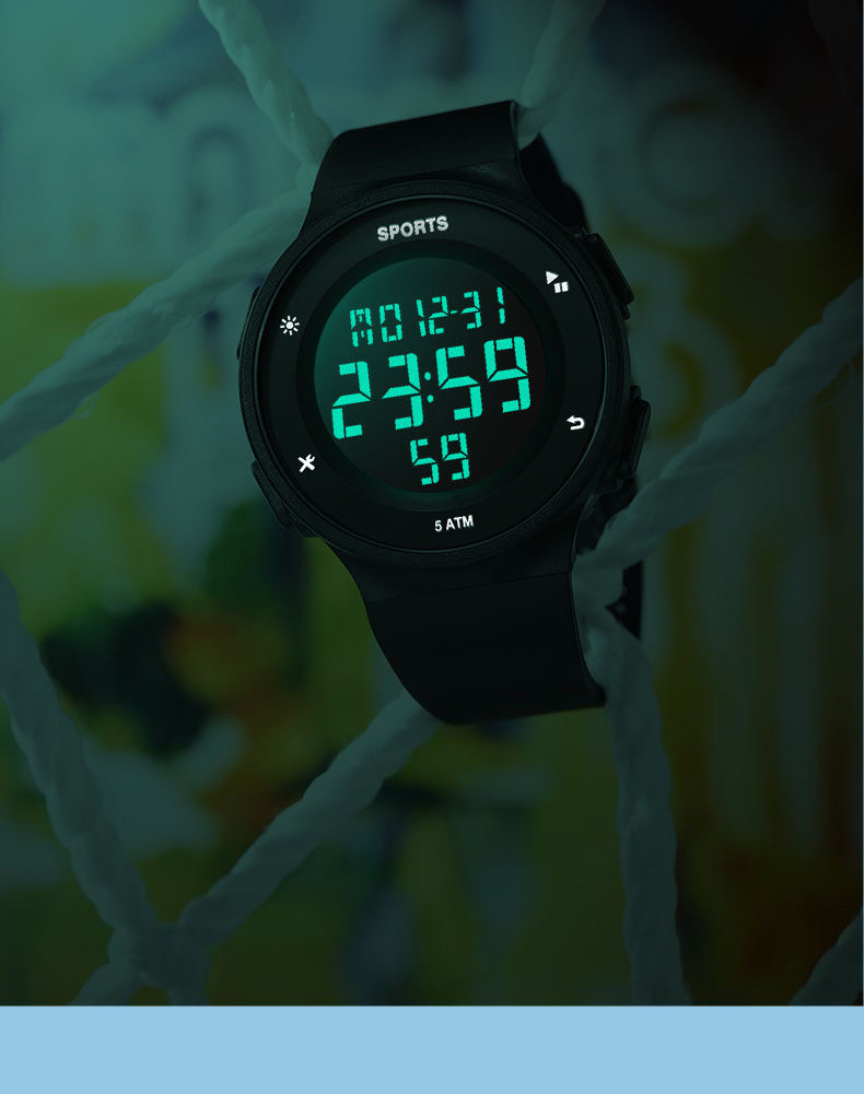 Electronic watch for male high school and junior high school students, simple and trendy, waterproof, luminous, sports, multi-functional alarm clock pic 7