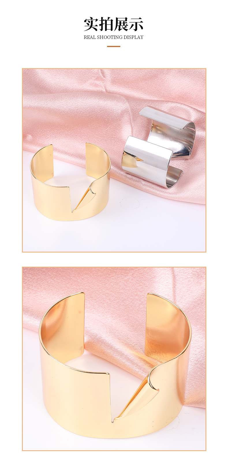 Cross-border geometric trend wristband, high-end and elegant bracelet, copper-plated 18K gold-plated light luxury jewelry manufacturer wholesale pic 8