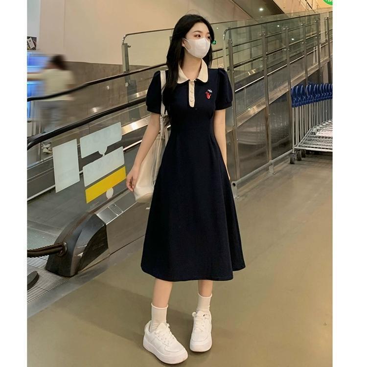法式超火气质学院风连衣裙子女大码显瘦新款漂亮小个子长裙夏详情3