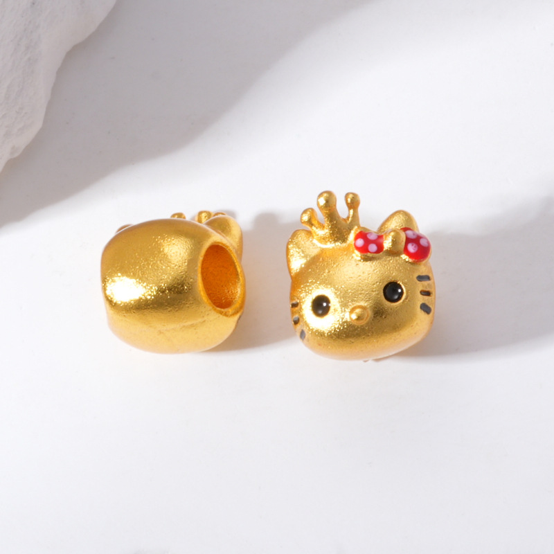 Ancient-style sand gold kt cat large hole beads that do not fade for a long time, cartoon personality diy bracelet necklace, handcrafted accessories wholesale pic 7