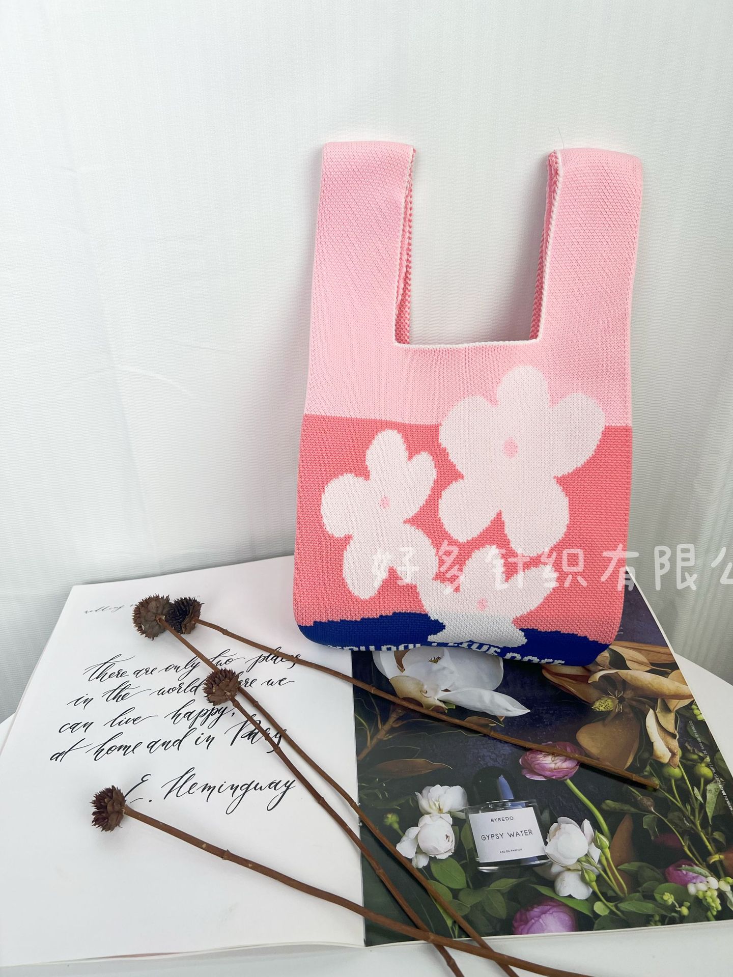 新款飞织包手提包女针织毛线水桶包日韩百搭手拎休闲托特包盒饭袋详情15