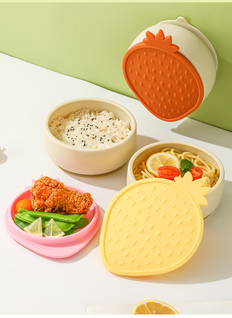 婴儿儿童硅胶餐具食品级辅食碗宝宝吃饭防摔碗带吸盘带盖子硅胶碗详情19