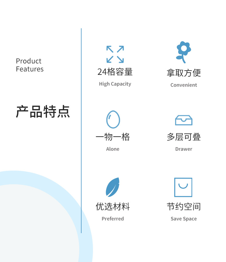 鸡蛋盒大容量透明时间保鲜盒可叠加鸭蛋收纳盒24格冰箱蛋托蛋架详情1