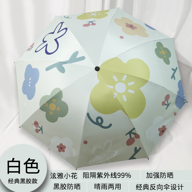 伞批发雨伞防晒遮阳伞黑胶三折反向女生太阳伞晴雨两用自动伞工厂详情64