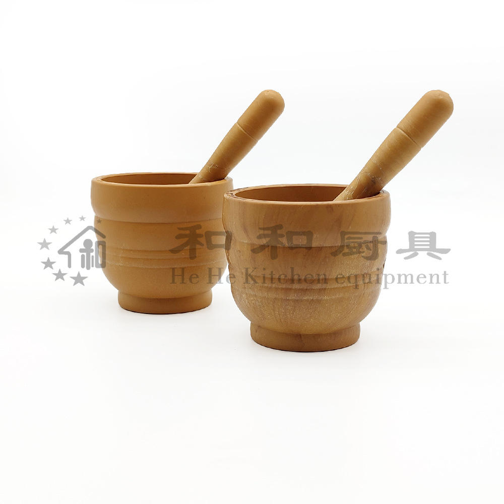 捣药罐手动捣蒜臼创意家用药店厨房小工具仿木纹压蒜器塑料捣蒜器详情9