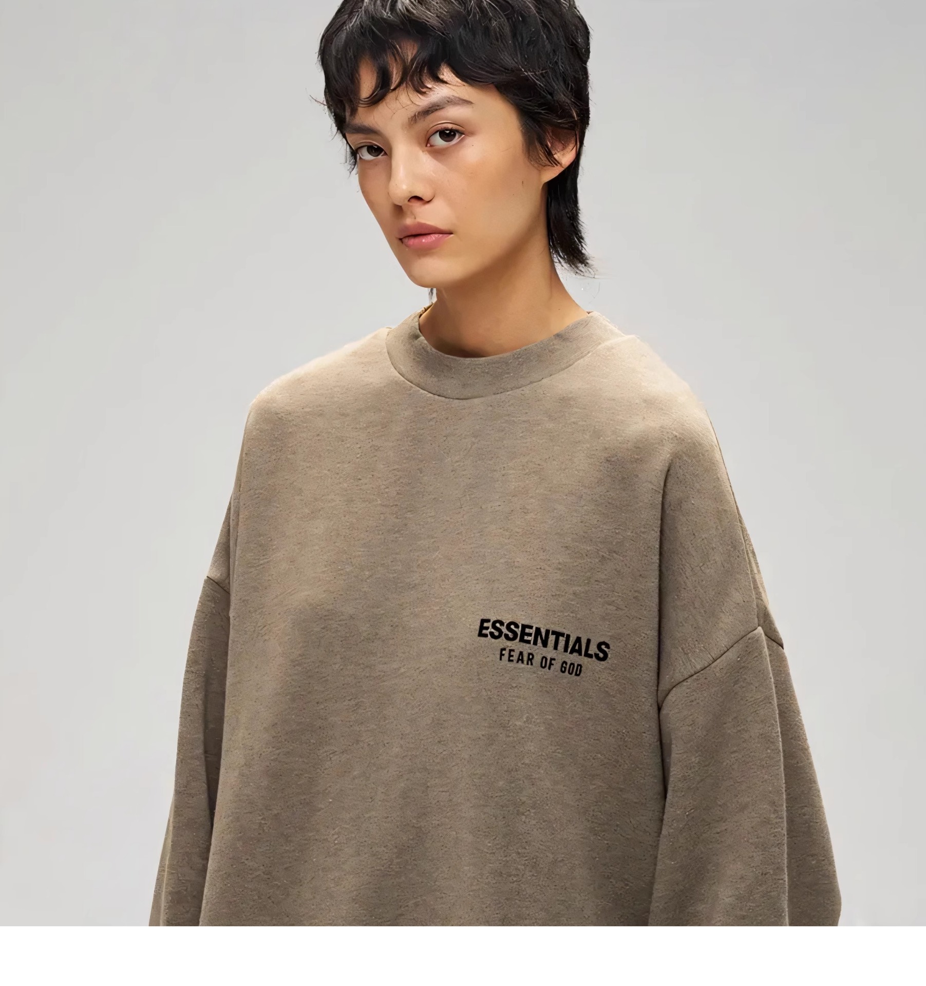 ESSENTIALS新款秋冬季潮牌加绒字母印花圆领卫衣男女百搭上衣详情8