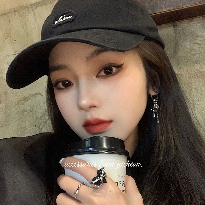 十字架吊坠耳环女不对称设计锆石流苏金属银针圆环耳扣个性耳饰详情4