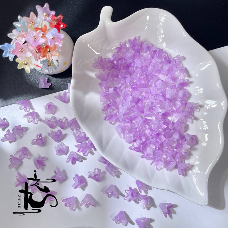 捷克琉璃百合花花瓣树叶子diy手工制作汉服头饰耳环古风发簪详情8