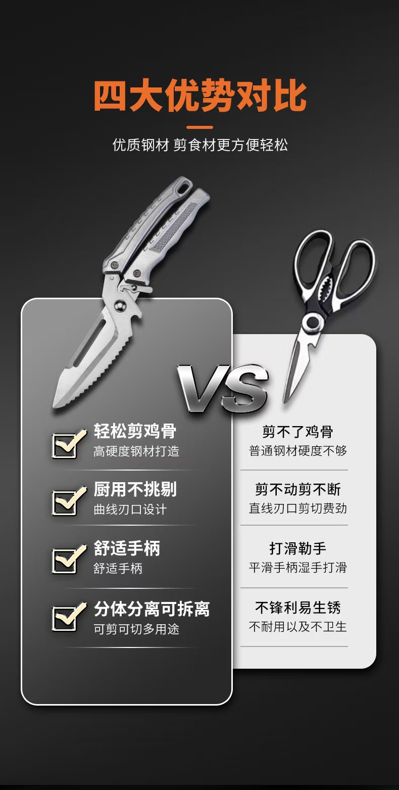 New household stainless steel multi-functional detachable chicken bone scissors, dedicated kitchen split scissors manufacturer wholesale pic 5