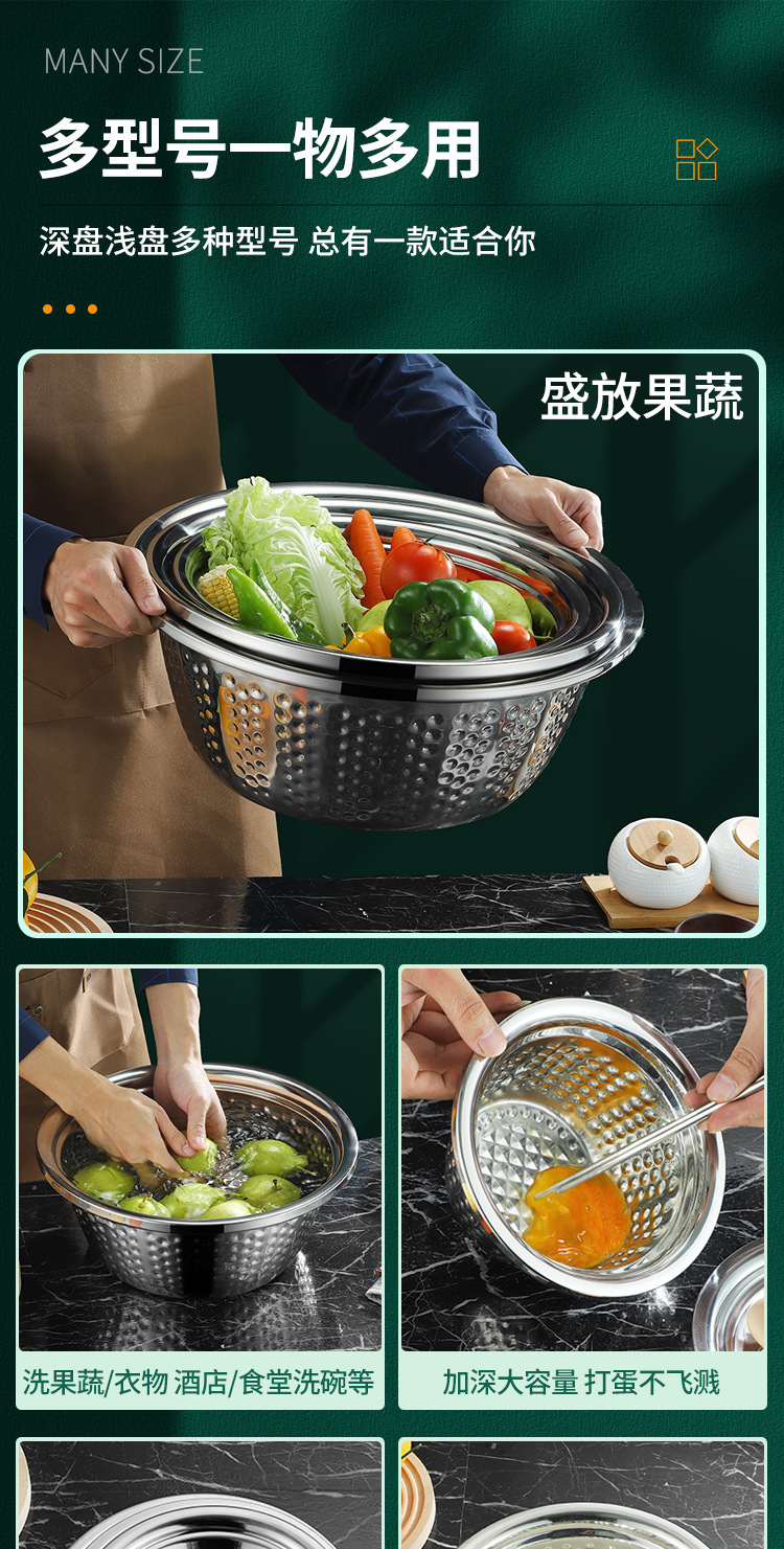 New hammer-patterned multi-purpose basin from the source factory, 18-70cm large-sized diamond basin, thickened and deepened plate cover Indian basin pic 21