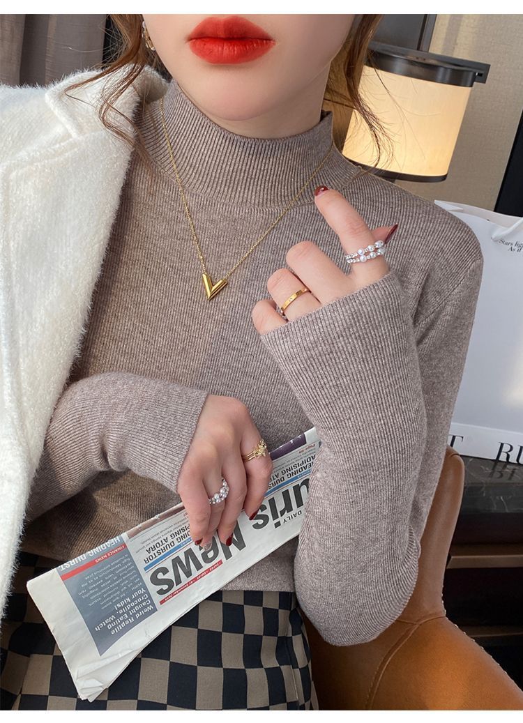 【好看的】毛衣针织衫女秋冬新款半高领打底衫百搭洋气内搭毛衫详情21