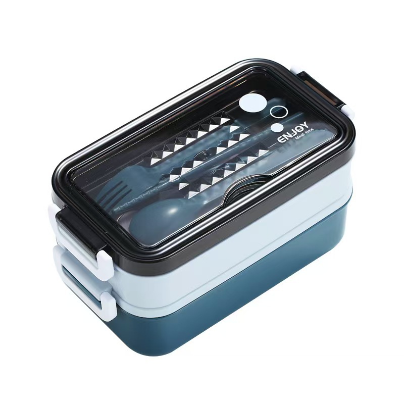Double-layer bento box, office worker fat-reducing meal, compartments lunch box, microwave oven-safe, large-capacity lunch box pic 6