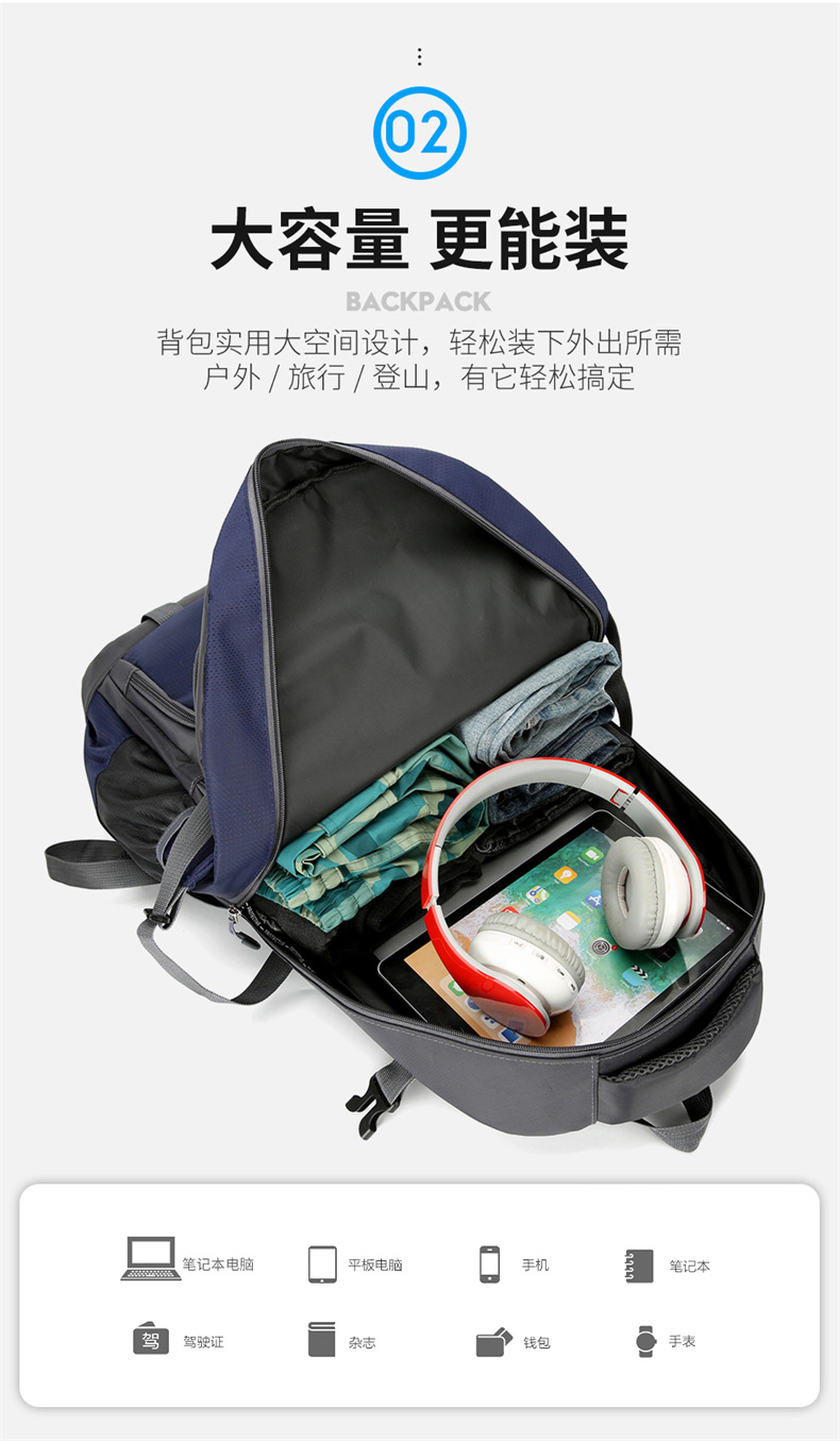  逸途 双肩包大容量户外防泼水牛津布野营背包男户外长途旅行包女行李包详情7