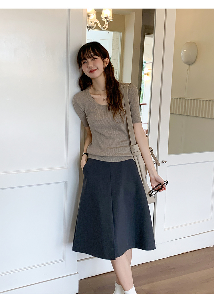 U领冰丝针织衫短袖女修身夏季基础短款T恤上衣2025新款详情32