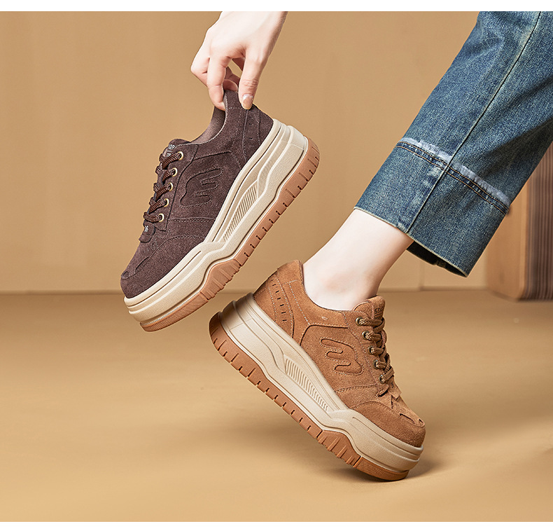 The new thick-soled height-increasing shoes for women with a light luxury and high-end feel in spring 2026, featuring a top layer of cowhide pic 24