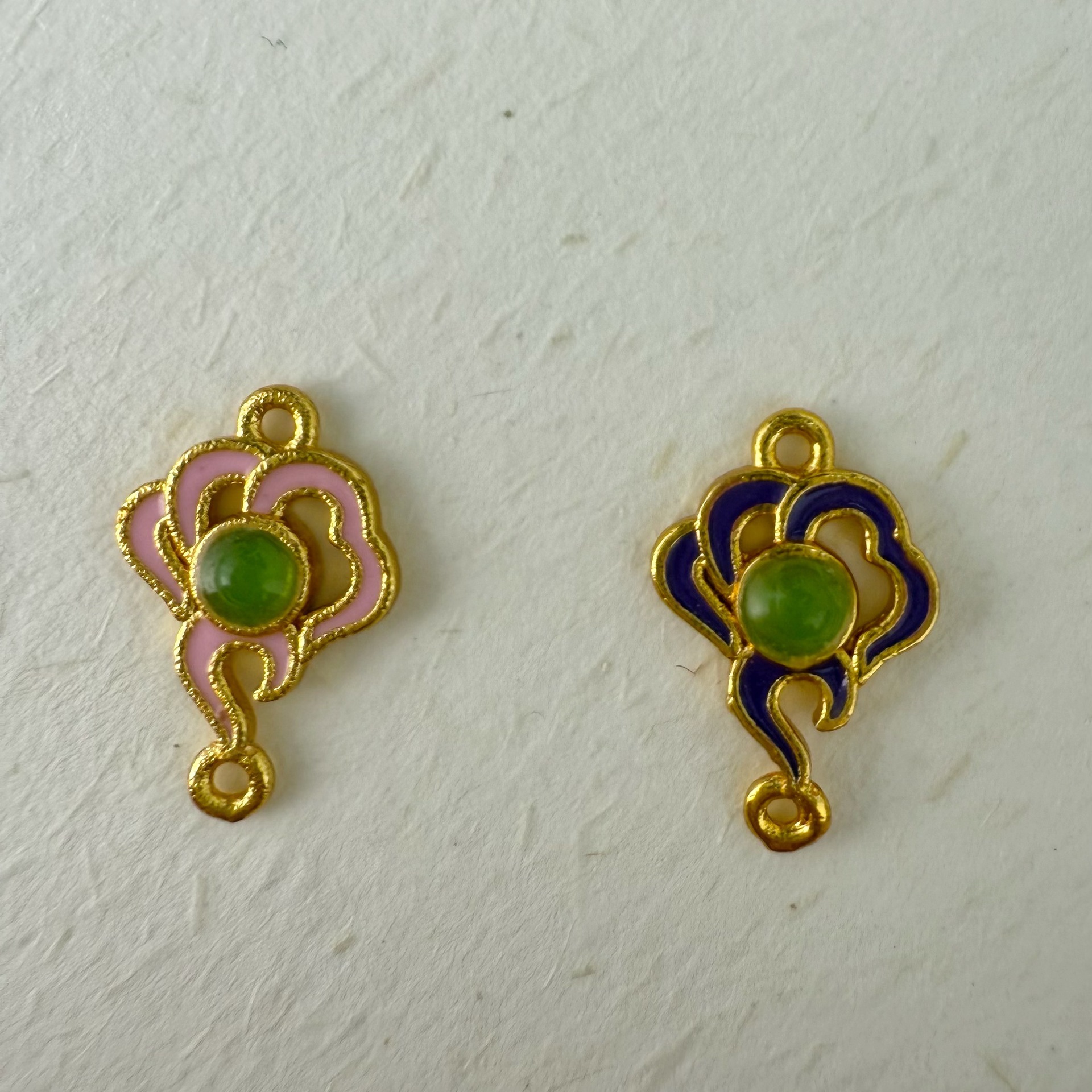 Wholesale of gold-threaded color-preserving copper gold-plated fashionable style DIY electroplated flame-fired blue enamel color inlaid bracelet accessories pic 11