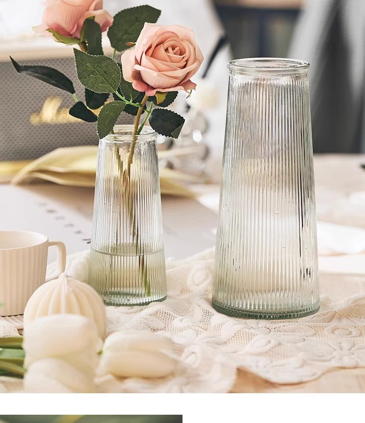 花瓶玻璃ins风网红高级感锥桶透明水培养简约鲜花客厅插干花摆件详情7