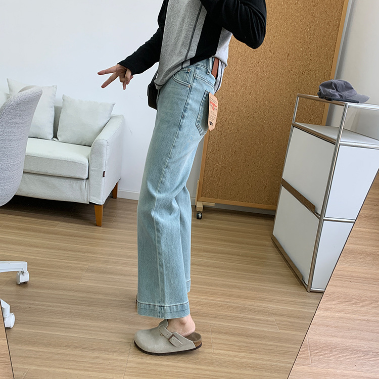 Slimming pants! Early spring light blue four-sided stretch straight-leg jeans for women 2025, high-waisted and petite 9-inch pants pic 16