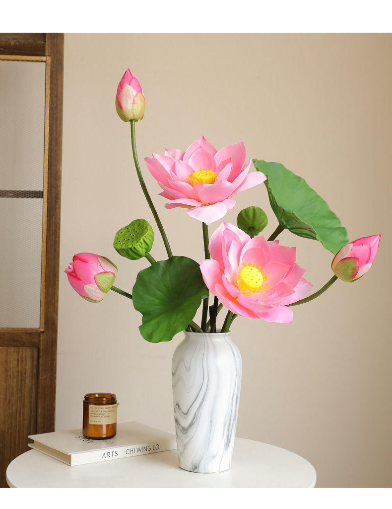 仿真荷花荷叶莲蓬中式禅意家居装饰假花园艺宠物花盆容器批发详情21