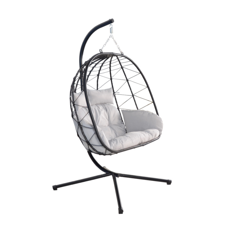 家用双人简约吊篮户外庭院懒人摇篮卧室阳台铁艺藤编秋千椅详情2