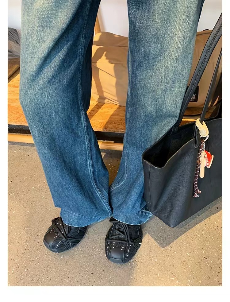 葡萄妈同款 画报女孩 时髦双鞋带网面拼接厚底增高老爹鞋女真皮详情43