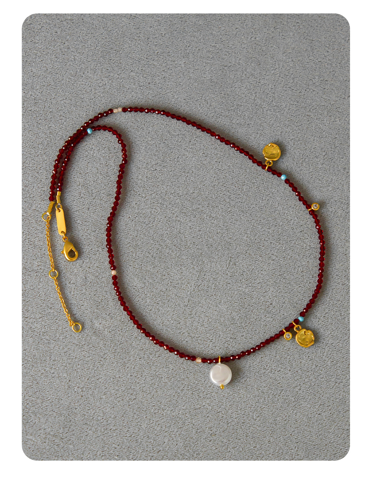 韩系小众酒红色串珠项链新中式跨年款小巧精致冬季极细串珠锁骨链详情7