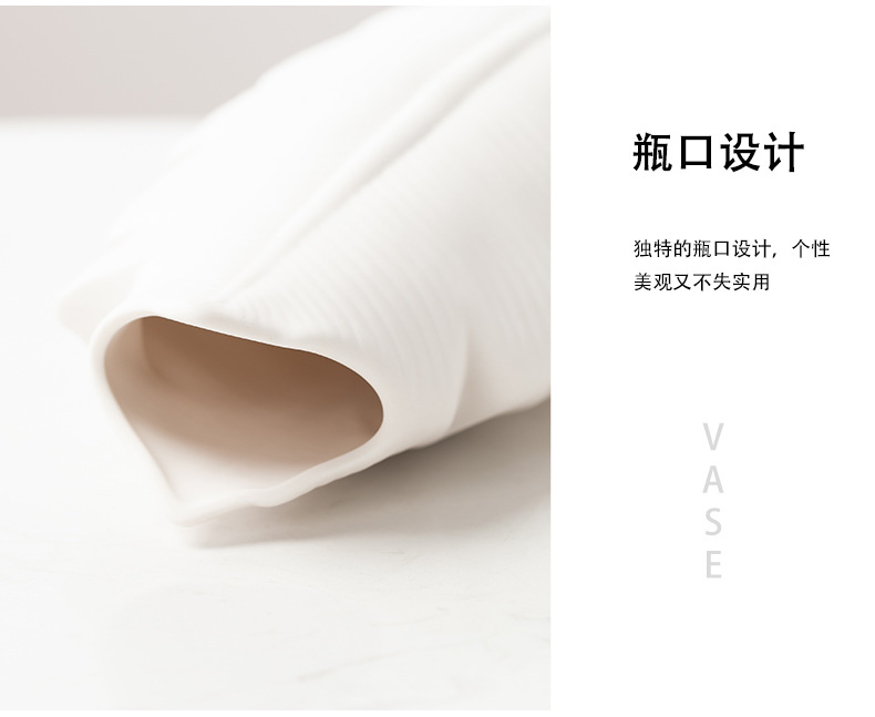2025 Nordic simple white Ceramic vase for living room, high-end dried flower arrangement, water-grown fresh flowers, light luxury frosted entrance hall decoration, vase, ceramic decoration, ceramic vase handicrafts pic 13