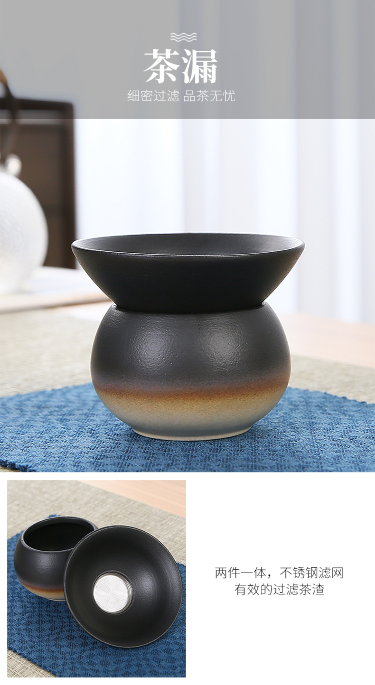 Travel portable black ceramic kung Fu tea set, Japanese teapot and tea cup gift, company opening souvenir pic 11
