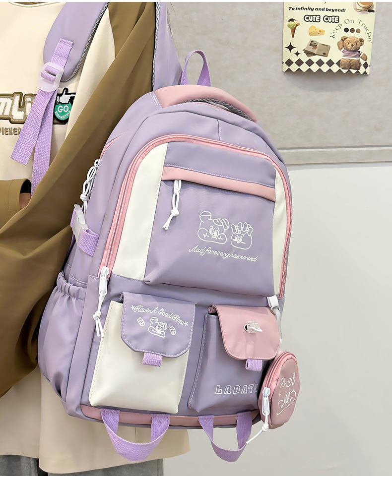 Japanese and Korean casual backpacks, forest-style schoolbags, multi-pocket schoolbags for primary school students, large capacity for cross-border travel for junior and senior high school students pic 16