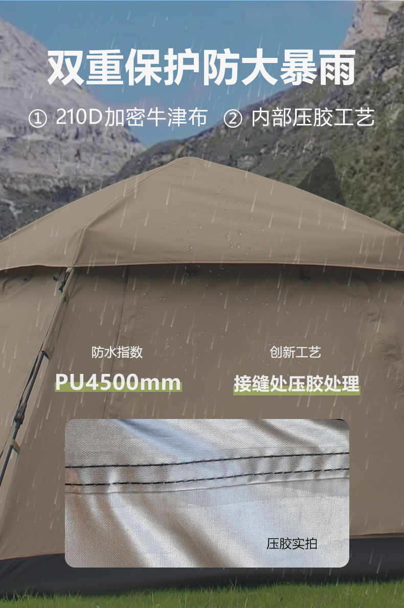 户外家用3-4人全自动便携露营装备天幕家庭钓鱼加厚防晒速开帐篷详情7