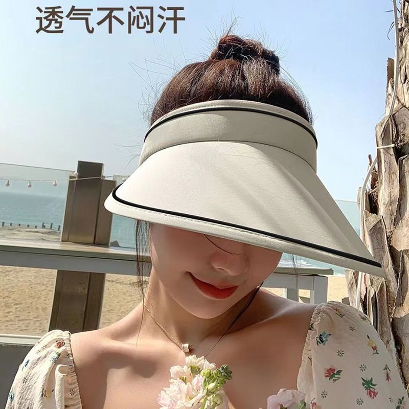 韩版uv空顶遮阳防晒帽子防紫外线大帽檐户外骑行防紫外线可折叠夏详情15