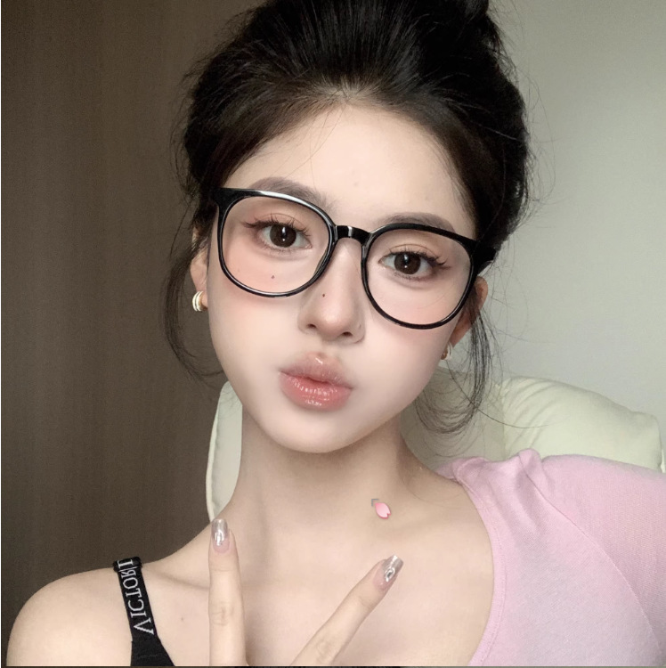 超轻素颜防蓝光眼镜架女大框网红茶色大脸显瘦配有度数冷眼镜框详情4