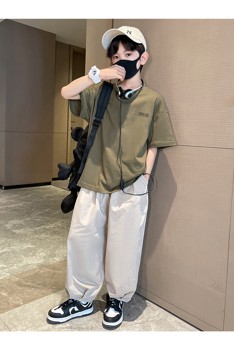 童装男童夏装套装2025新款中大童帅气男孩夏款时髦儿童夏季长裤潮详情16