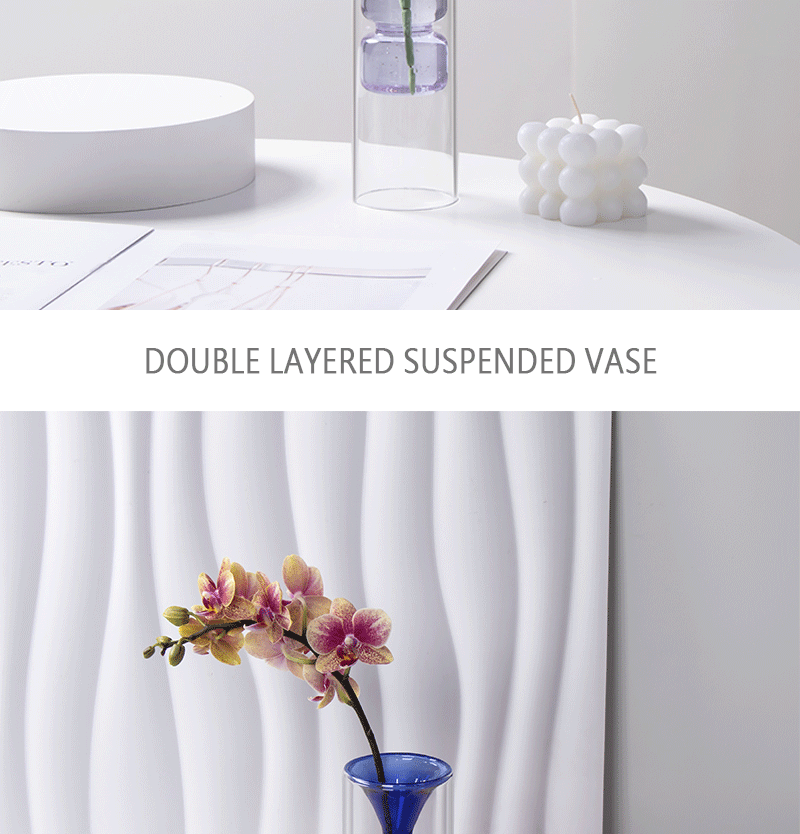 Colored double-layer glass vase, flameless glass art aromatherapy bottle, transparent vase, hydroponic restaurant table decoration pic 19