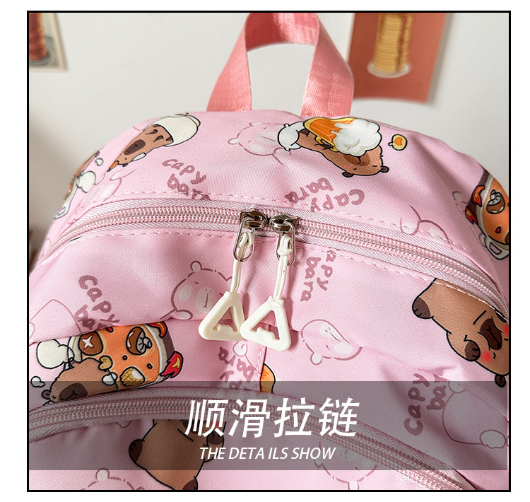 可爱印花卡通大容量卡皮巴拉书包时尚男孩女童学生轻便百搭双肩包详情7
