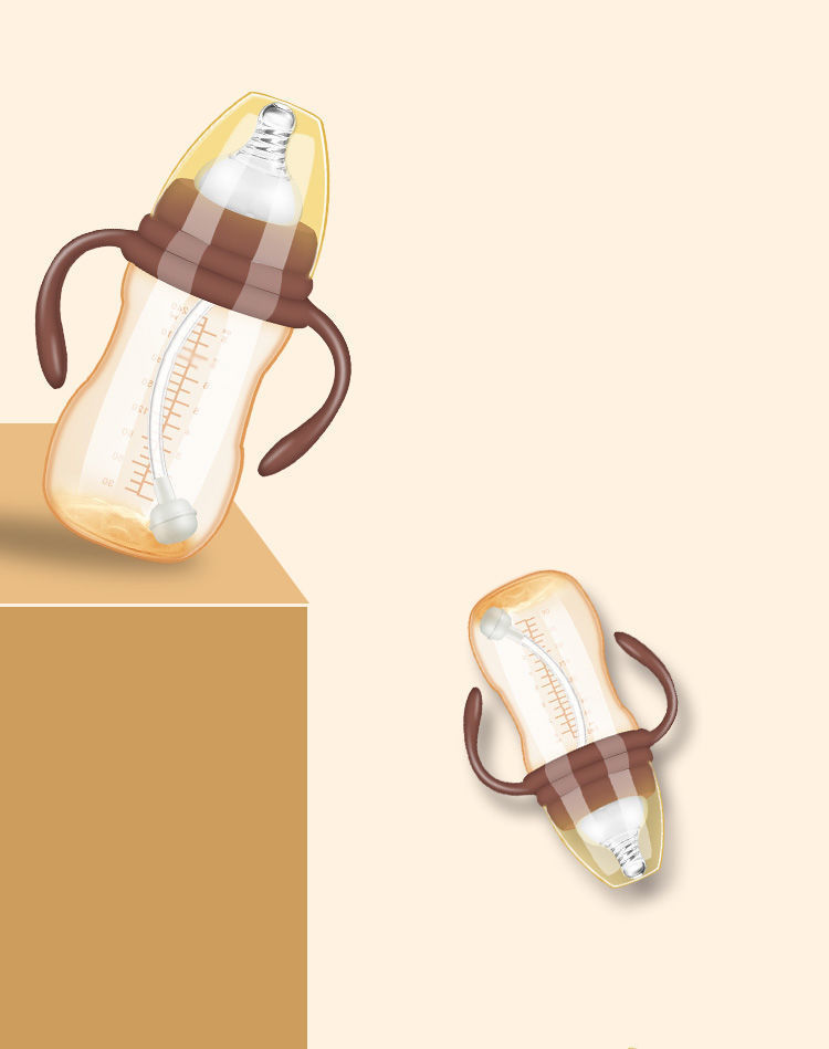 新生婴儿童1防摔塑料2宽口径3大宝宝4岁喝水断奶神器硅胶吸管奶瓶详情5