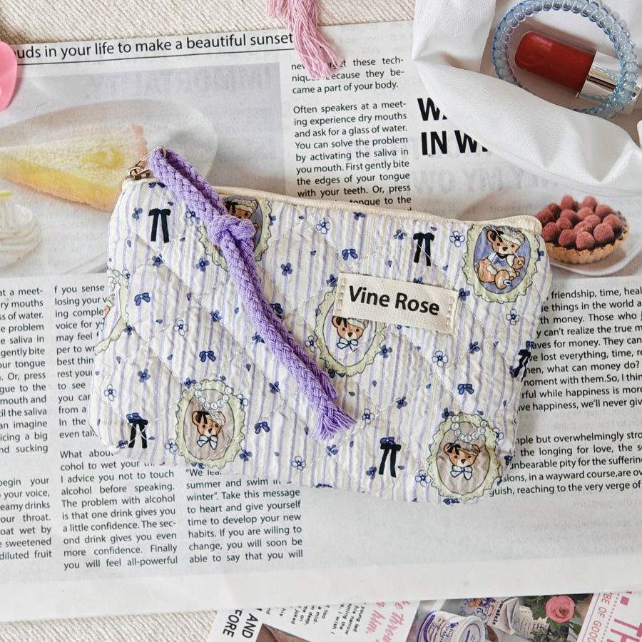 现货迷你小清新碎花绗缝棉零钱包2025新款便携旅行口红包收纳卡包详情6