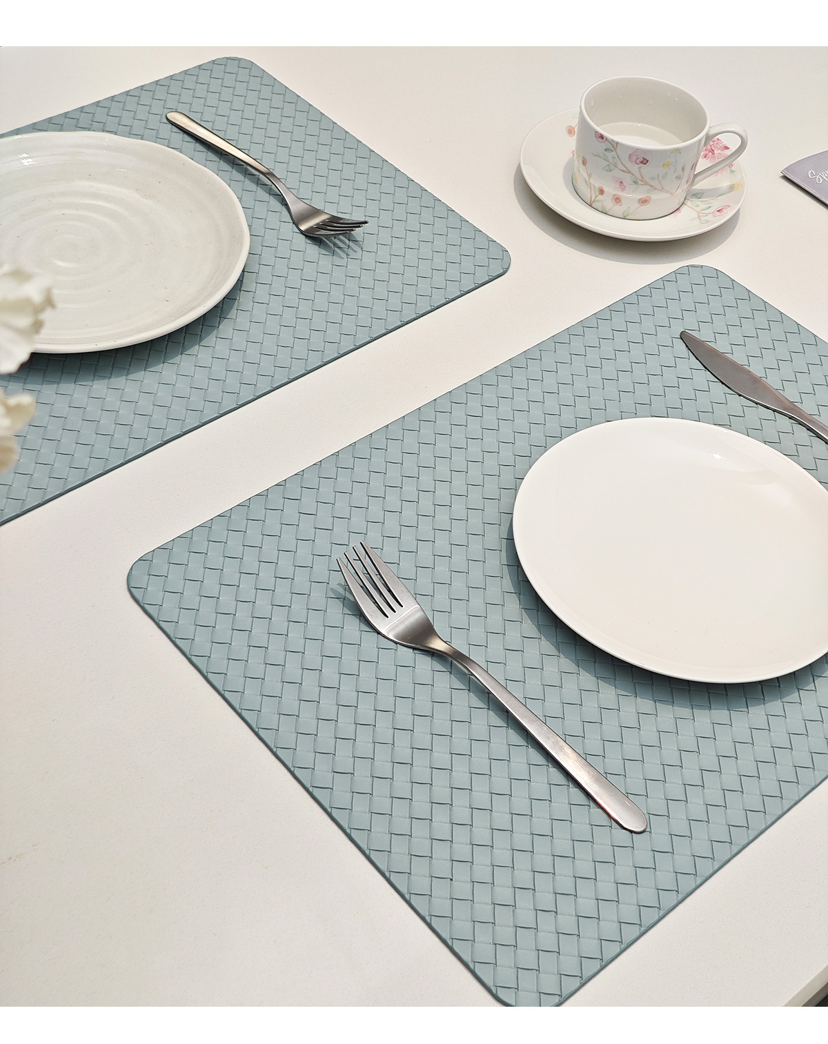 New woven checkered double-sided leather placemats, teacup MATS, waterproof and oil-proof table MATS, heat-insulating MATS for Western restaurants, and placemats pic 11