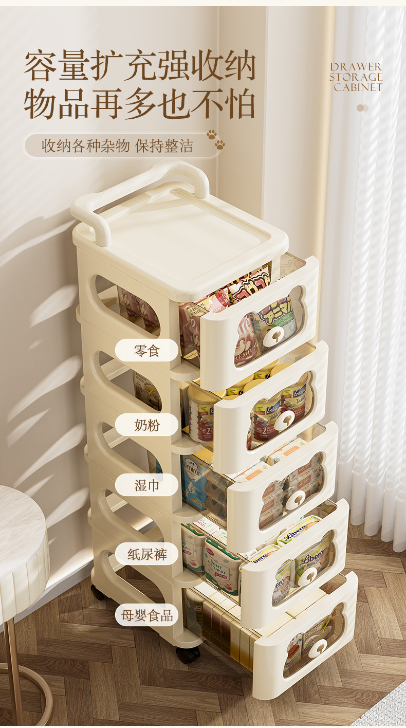 客厅儿童整理玩具宝宝零食柜多层置物收纳架多功能家用PP收纳柜详情3