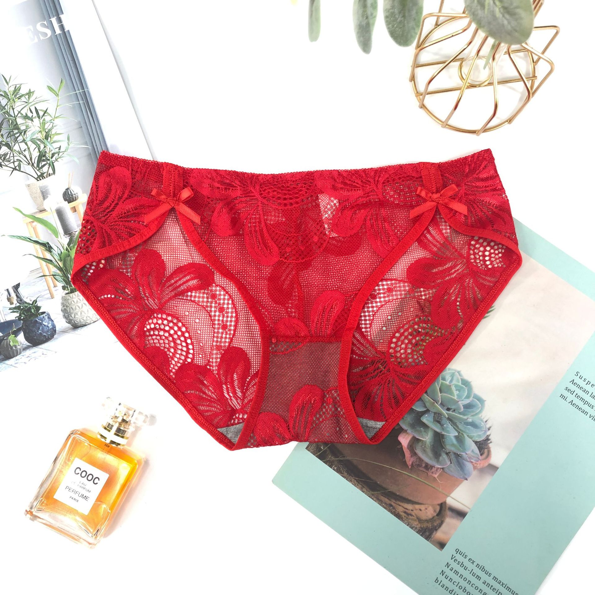 Bestseller French lace underwear for women, T-shaped Japanese girlish style, elegant double bow, highly elastic and breathable 009# pic 14