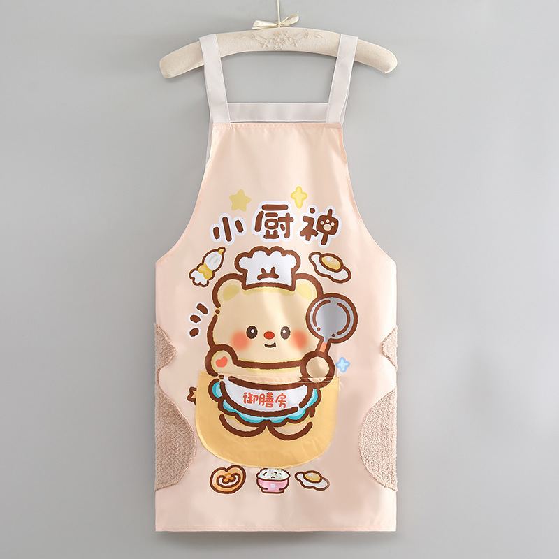 卡通防水围裙成人厨房可擦手背带围腰餐饮店上班防污防油围裙家用详情3