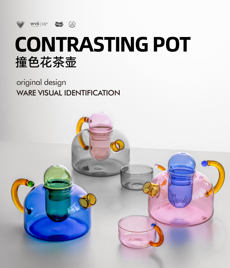 Creative high-temperature resistant glass tea water separation and filtration small brewing teapot, household electric ceramic stove, tea flower brewing teapot around the stove pic 2