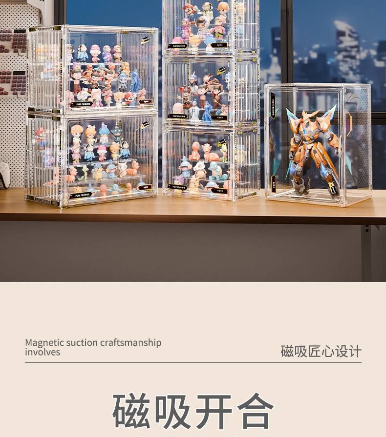 盲盒收纳展示架透明防尘亚克力泡泡玛特展示盒积木手办模型展示柜详情6