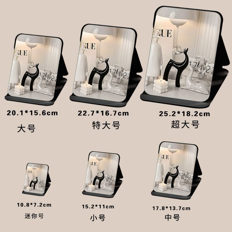 KT猫镜子可爱桌面折叠化妆镜卧室宿舍学生随时便携式无边框台式镜详情4