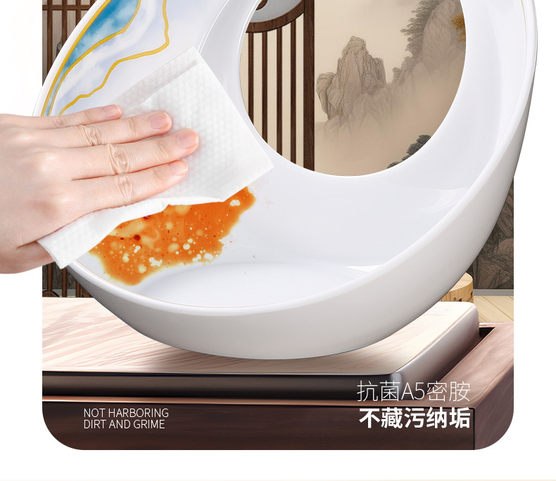 创意密胺日月意境盘批发商用高端酒店火锅凉菜卤菜盘密胺餐具塑料详情11
