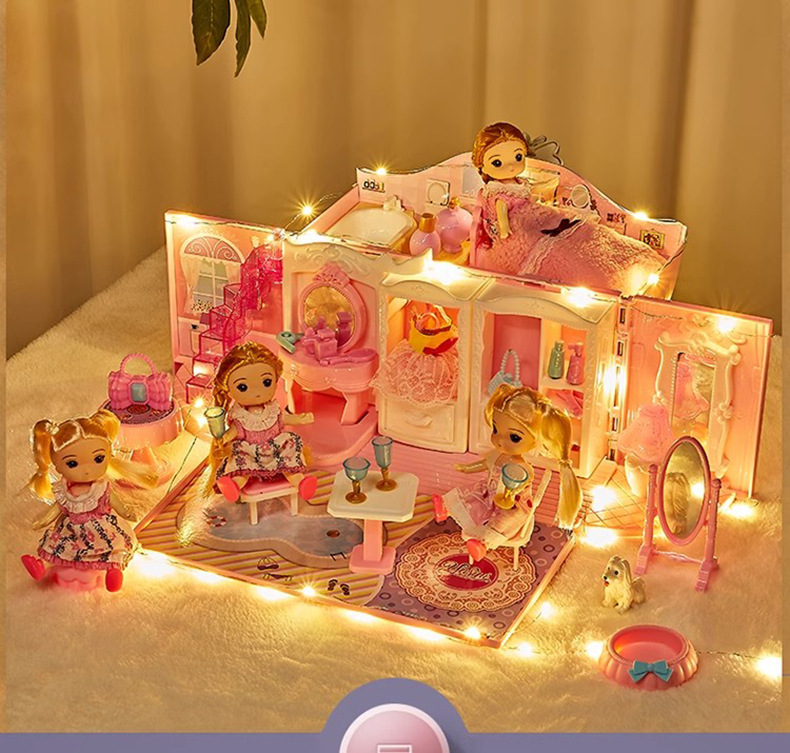 Princess dreamy luxury bedroom toy house Little girl playing house Simulation exquisite castle suitcase Girl toys pic 11