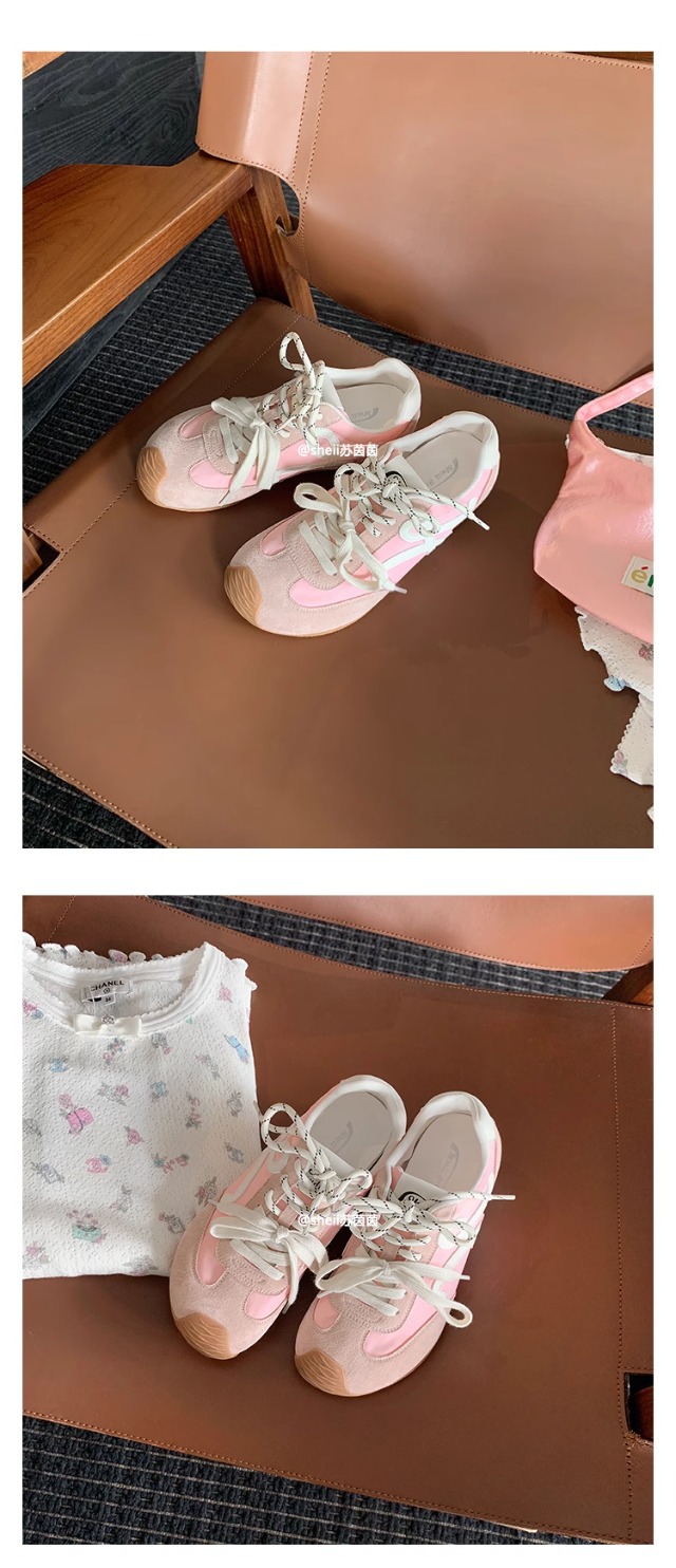 苏茵茵同款7cm内增高版~复古小歪头鸳鸯鞋带休闲鞋德训鞋女阿甘鞋详情23