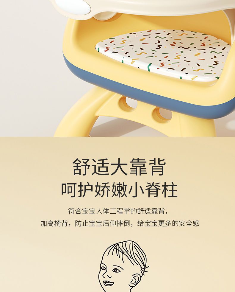 宝宝吃饭桌餐椅多功能凳子婴儿童椅子家用塑料靠背座椅叫叫小板凳详情2