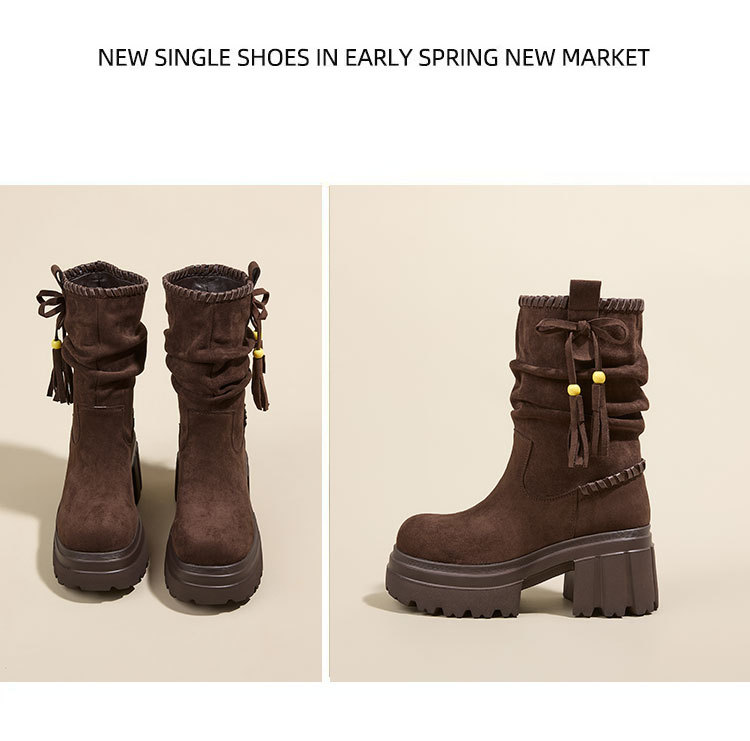 美拉德马丁靴女2025秋冬新款废土风增高厚底短靴加绒高跟鞋瘦瘦靴详情13