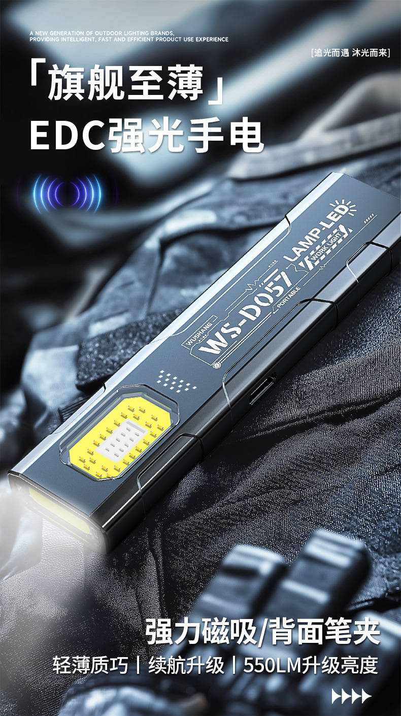 TYPE-C Rechargeable mini work light, portable high-intensity flashlight, multi-speed adjustable lighting emergency light pic 1
